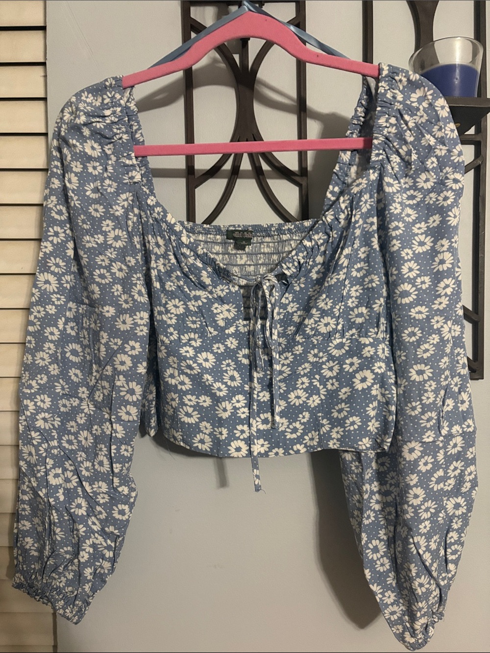 wild fable Light Blue Daisy Print Peasant Top